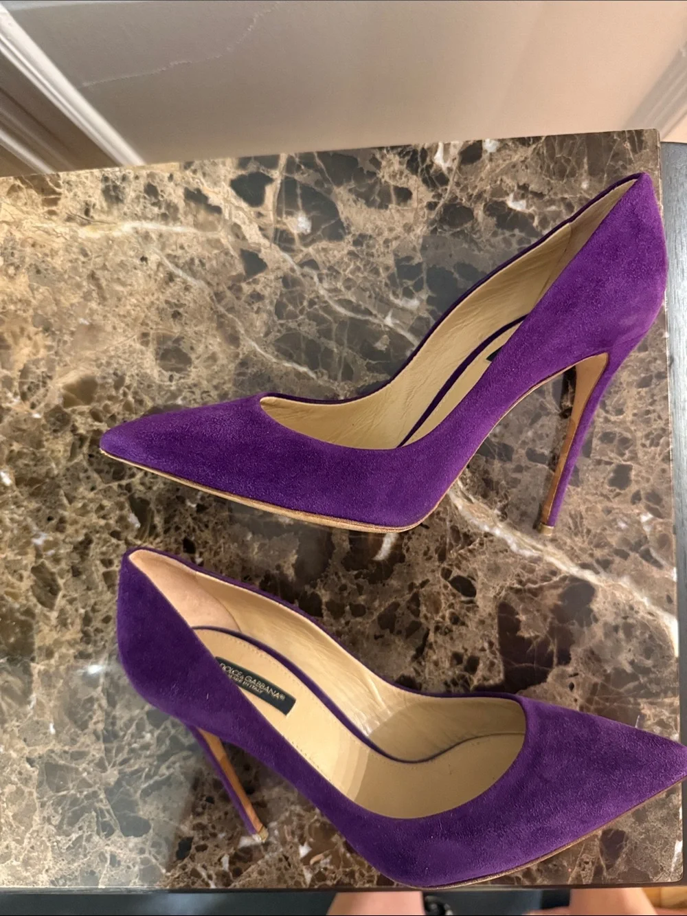 Dolce & Gabbana Purple Suede Pointed-Toe Pumps